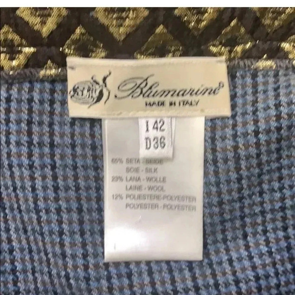 Blumarine | Silk Blue Grey Plaid Flounce Skirt Italian Size 42 US Size 6 Small S - Picture 3 of 4